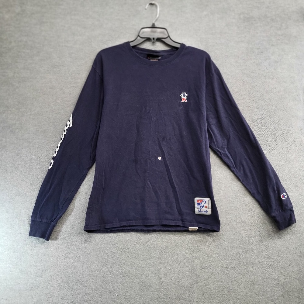 Grizzly Men Shirt Medium Blue Logo Long Sleeve Tee READ